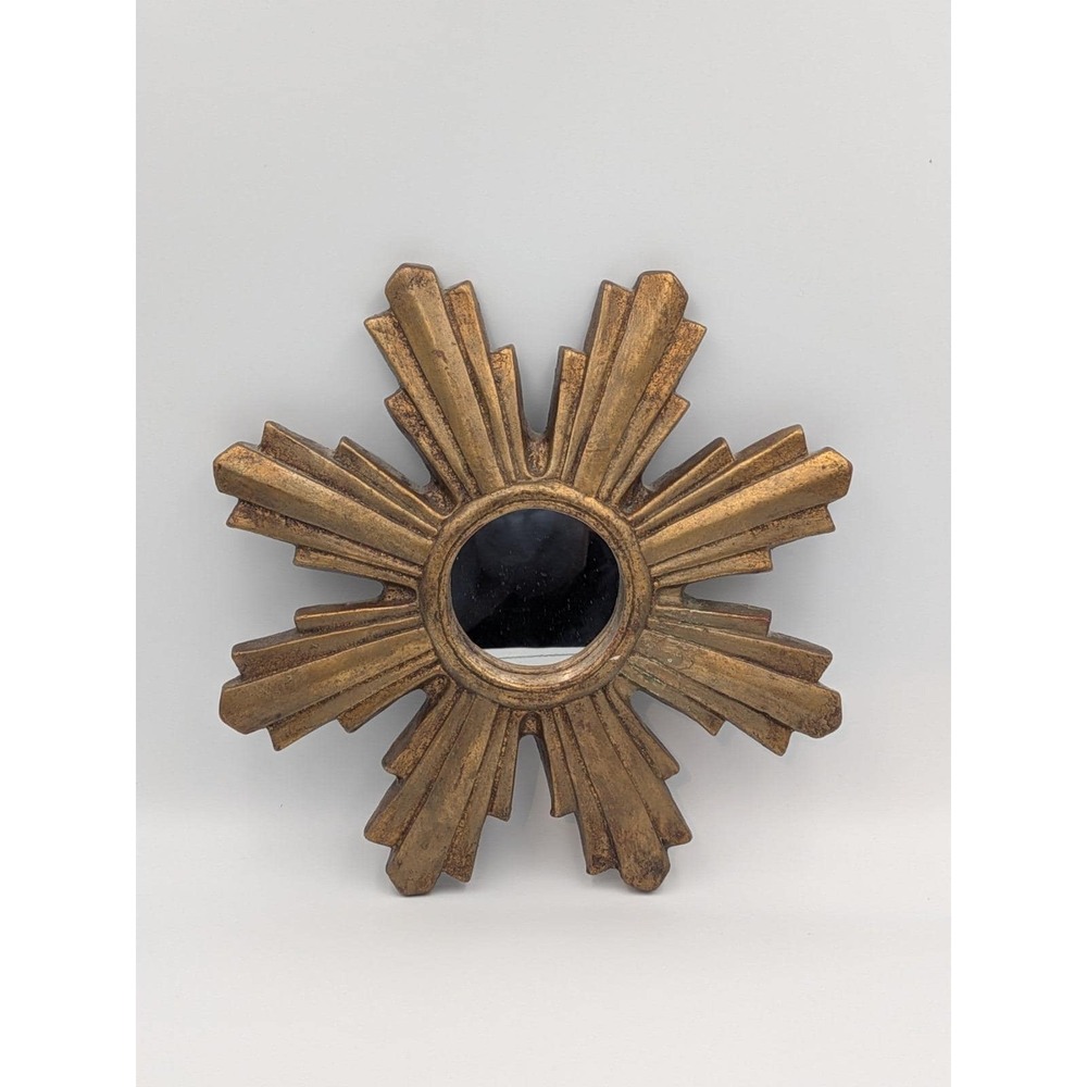 Vintage Jaru MCM Gilded Sunburst Mirror, Gold, Mid Century Starburst 11"